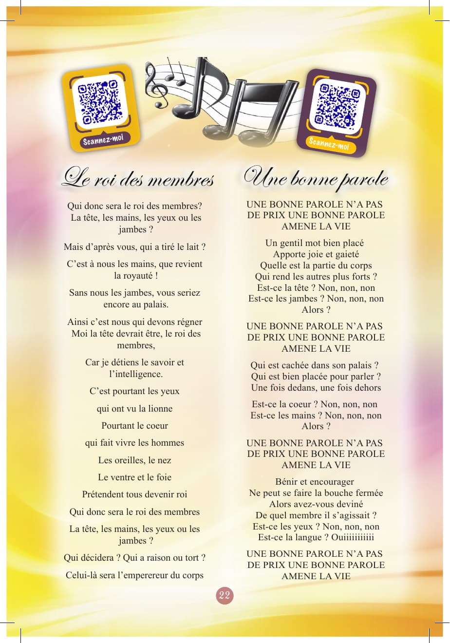Chansons Le roi des membres / Une bonne parole — page 22
